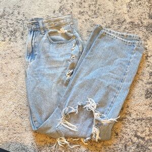 Casual Distressed Light Blue Boyfriend Jeans